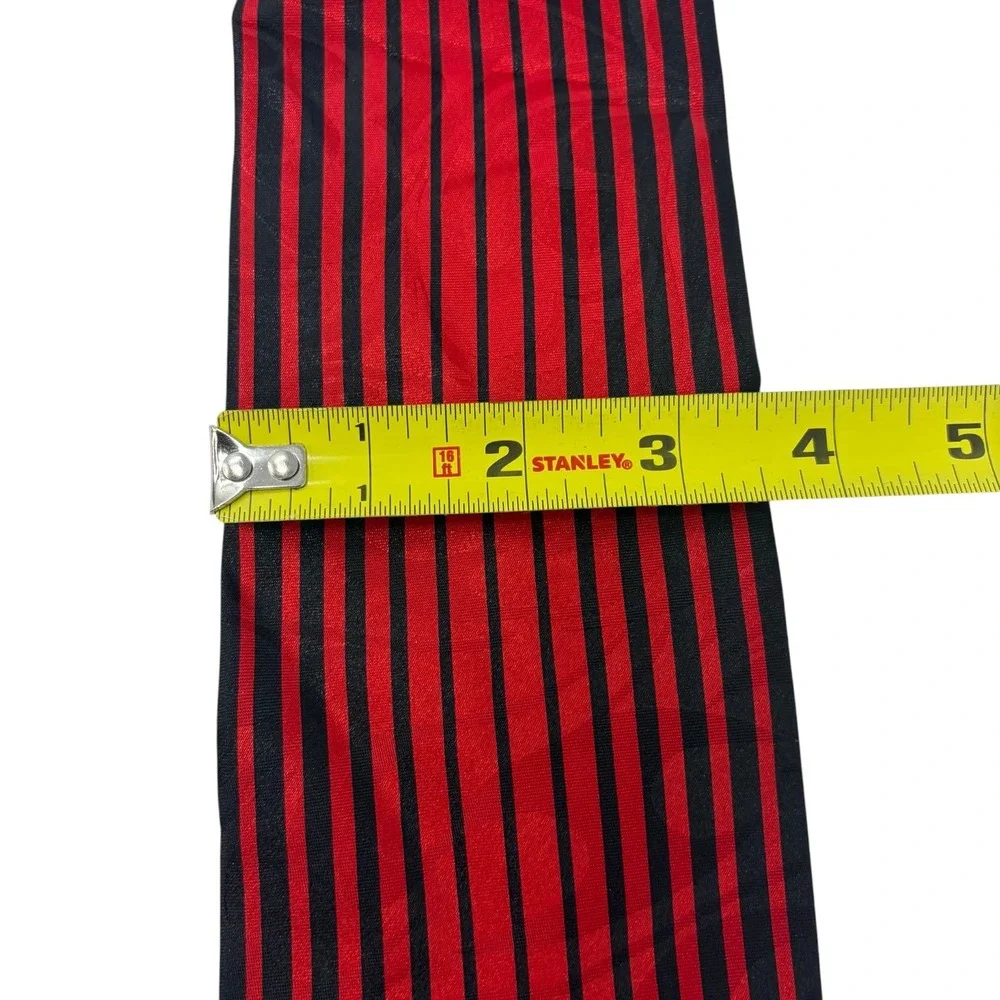 Vintage Berlioni Italy Silk Necktie Red Black Geometric Stripe Handmade